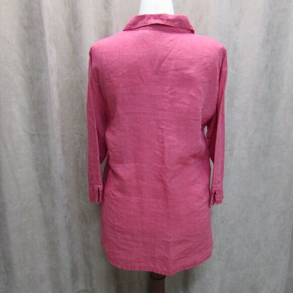 Chico's Stonewashed Red 100% Linen 3/4 Sleeve Tunic Top Size 2 (XL) - Picture 7 of 16
